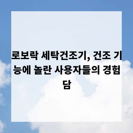 로보락 세탁건조기, 건조 기능에 놀란 사용자들의 경험담