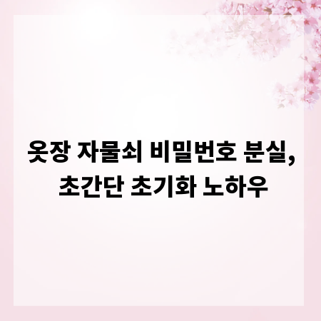 옷장 자물쇠 비밀번호 분실, 초간단 초기화 노하우