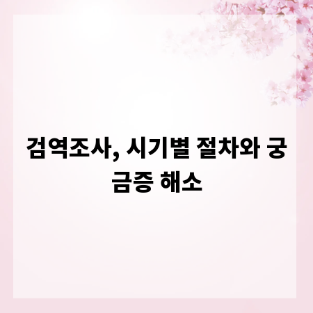 검역조사, 시기별 절차와 궁금증 해소
