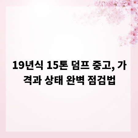 19년식 15톤 덤프 중고, 가격과 상태 완벽 점검법