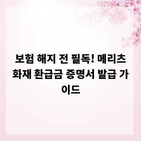보험 해지 전 필독! 메리츠화재 환급금 증명서 발급 가이드