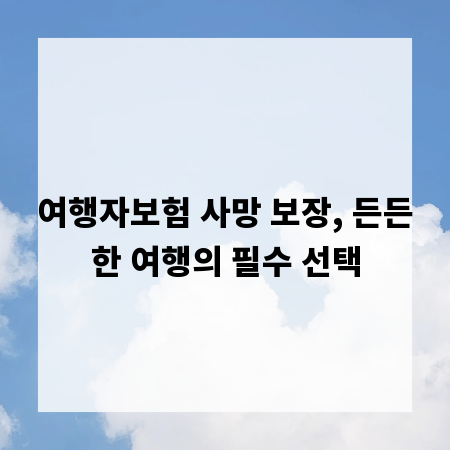 여행자보험 사망 보장, 든든한 여행의 필수 선택