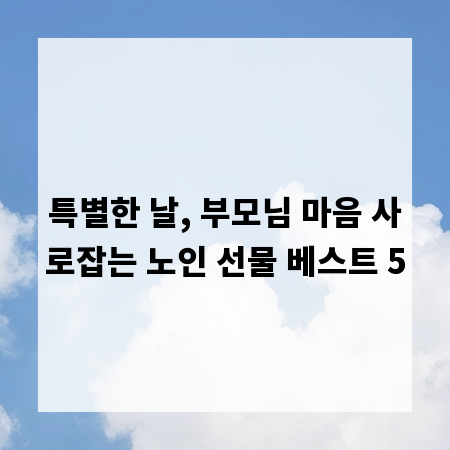 특별한 날, 부모님 마음 사로잡는 노인 선물 베스트 5