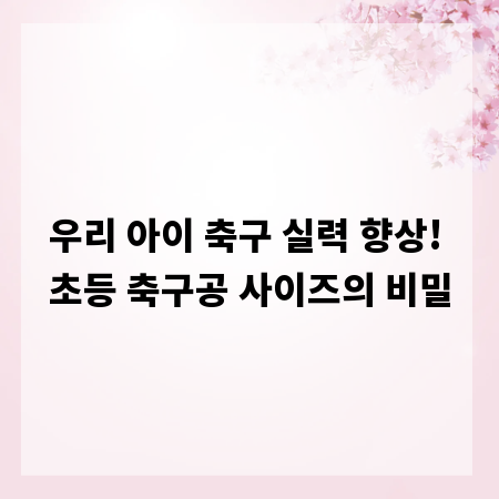 우리 아이 축구 실력 향상! 초등 축구공 사이즈의 비밀
