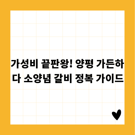 가성비 끝판왕! 양평 가든하다 소양념 갈비 정복 가이드