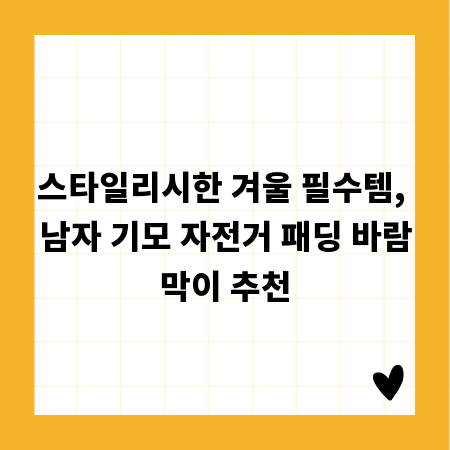 스타일리시한 겨울 필수템, 남자 기모 자전거 패딩 바람막이 추천