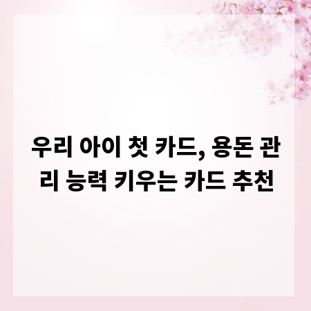 우리 아이 첫 카드, 용돈 관리 능력 키우는 카드 추천