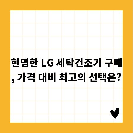 현명한 LG 세탁건조기 구매, 가격 대비 최고의 선택은?