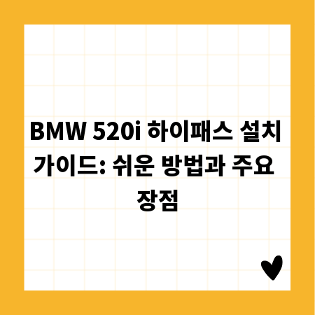 BMW 520i 하이패스 설치 가이드: 쉬운 방법과 주요 장점