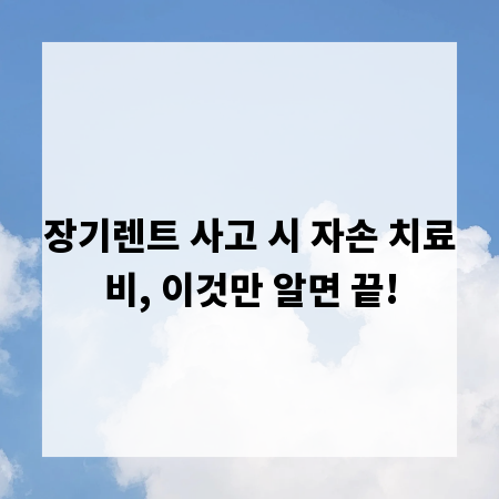 장기렌트 사고 시 자손 치료비, 이것만 알면 끝!