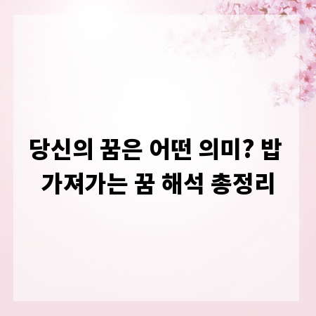 당신의 꿈은 어떤 의미? 밥 가져가는 꿈 해석 총정리