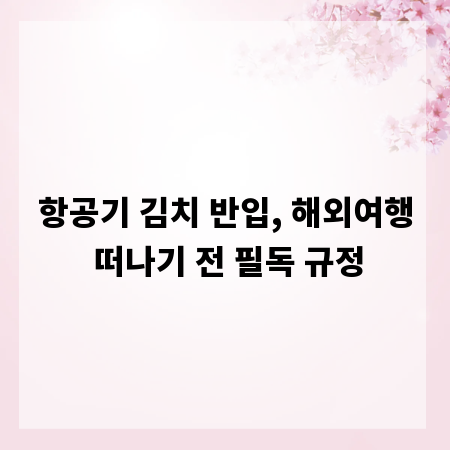 항공기 김치 반입, 해외여행 떠나기 전 필독 규정