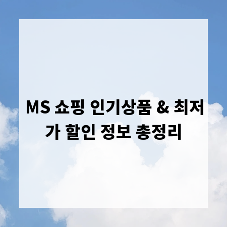 MS 쇼핑 인기상품 & 최저가 할인 정보 총정리