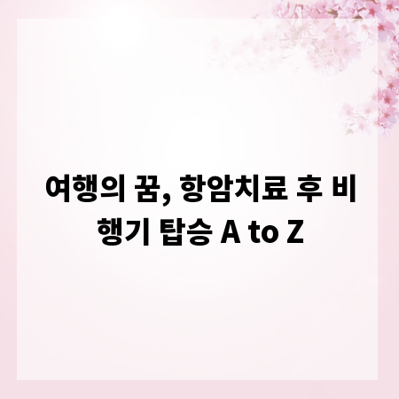 여행의 꿈, 항암치료 후 비행기 탑승 A to Z