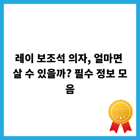레이 보조석 의자, 얼마면 살 수 있을까? 필수 정보 모음