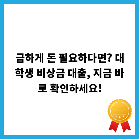 급하게 돈 필요하다면? 대학생 비상금 대출, 지금 바로 확인하세요!