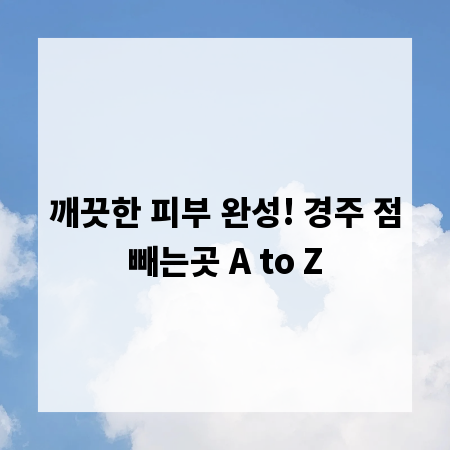 깨끗한 피부 완성! 경주 점빼는곳 A to Z