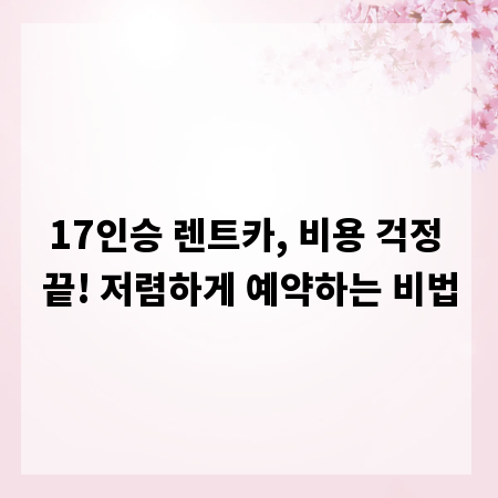 17인승 렌트카, 비용 걱정 끝! 저렴하게 예약하는 비법