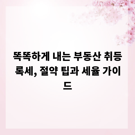 똑똑하게 내는 부동산 취등록세, 절약 팁과 세율 가이드