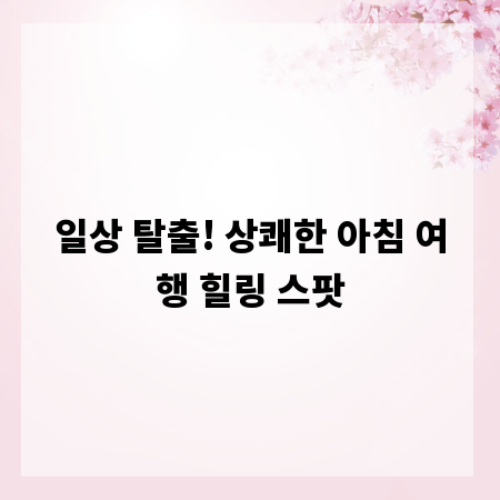 일상 탈출! 상쾌한 아침 여행 힐링 스팟