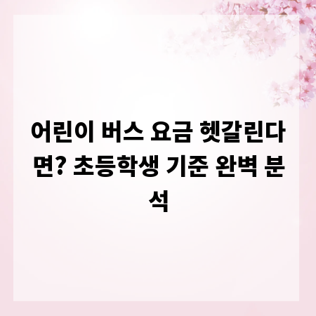 어린이 버스 요금 헷갈린다면? 초등학생 기준 완벽 분석