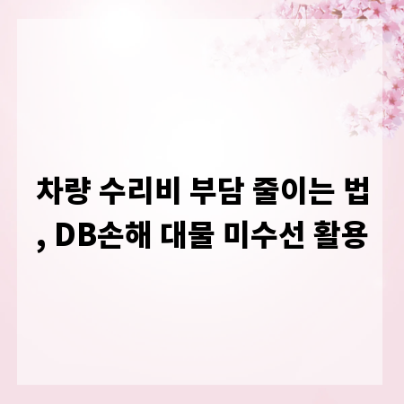 차량 수리비 부담 줄이는 법, DB손해 대물 미수선 활용
