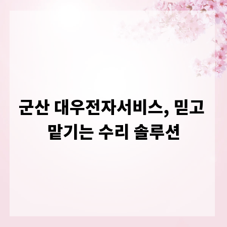 군산 대우전자서비스, 믿고 맡기는 수리 솔루션