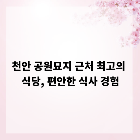 천안 공원묘지 근처 최고의 식당, 편안한 식사 경험