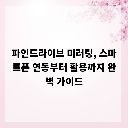파인드라이브 미러링, 스마트폰 연동부터 활용까지 완벽 가이드