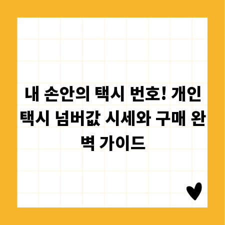 내 손안의 택시 번호! 개인택시 넘버값 시세와 구매 완벽 가이드
