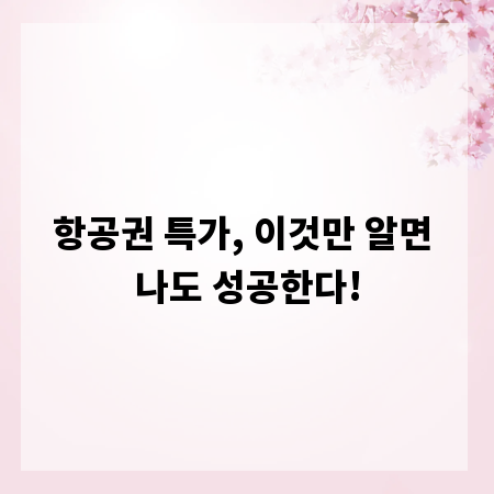 항공권 특가, 이것만 알면 나도 성공한다!