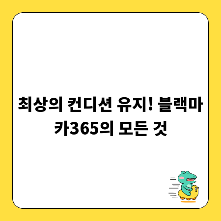 최상의 컨디션 유지! 블랙마카365의 모든 것