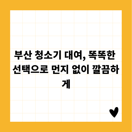 부산 청소기 대여, 똑똑한 선택으로 먼지 없이 깔끔하게