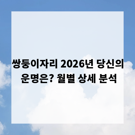 쌍둥이자리 2026년 당신의 운명은? 월별 상세 분석
