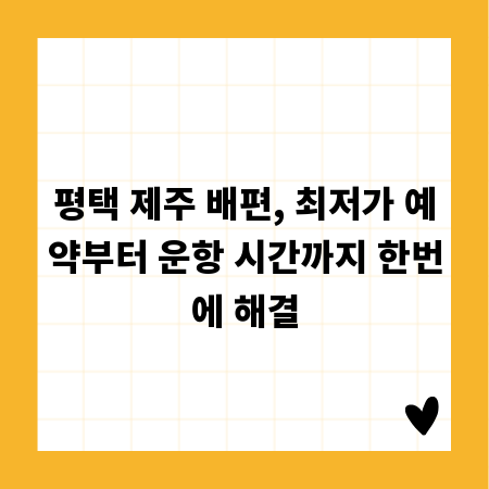 평택 제주 배편, 최저가 예약부터 운항 시간까지 한번에 해결