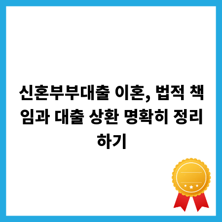신혼부부대출 이혼, 법적 책임과 대출 상환 명확히 정리하기