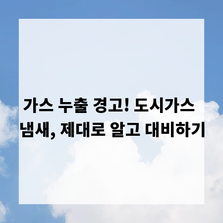 가스 누출 경고! 도시가스 냄새, 제대로 알고 대비하기