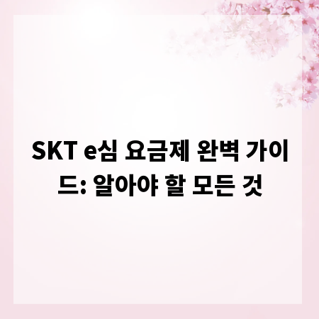 SKT e심 요금제 완벽 가이드: 알아야 할 모든 것
