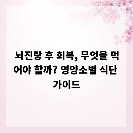 뇌진탕 후 회복, 무엇을 먹어야 할까? 영양소별 식단 가이드