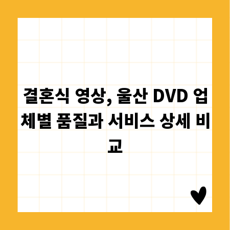 결혼식 영상, 울산 DVD 업체별 품질과 서비스 상세 비교