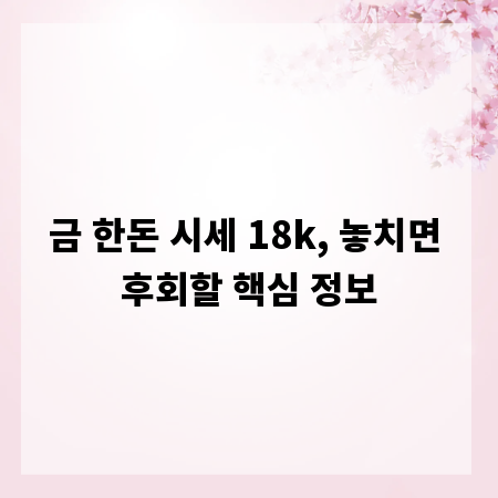 금 한돈 시세 18k, 놓치면 후회할 핵심 정보