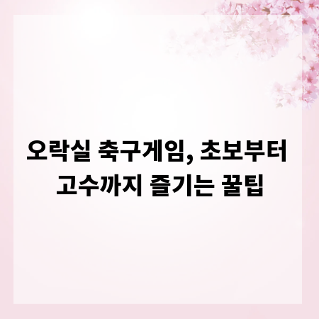 오락실 축구게임, 초보부터 고수까지 즐기는 꿀팁