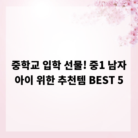 중학교 입학 선물! 중1 남자아이 위한 추천템 BEST 5
