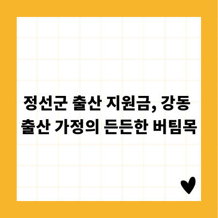 정선군 출산 지원금, 강동 출산 가정의 든든한 버팀목