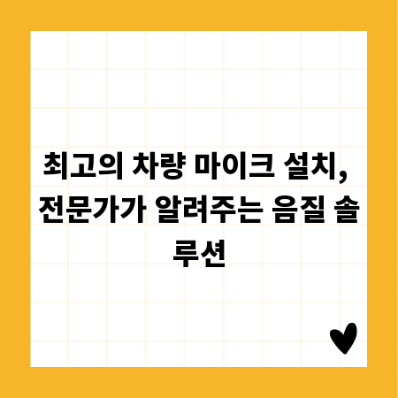 최고의 차량 마이크 설치, 전문가가 알려주는 음질 솔루션