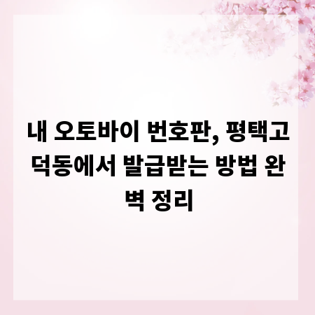 내 오토바이 번호판, 평택고덕동에서 발급받는 방법 완벽 정리