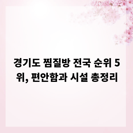 경기도 찜질방 전국 순위 5위, 편안함과 시설 총정리
