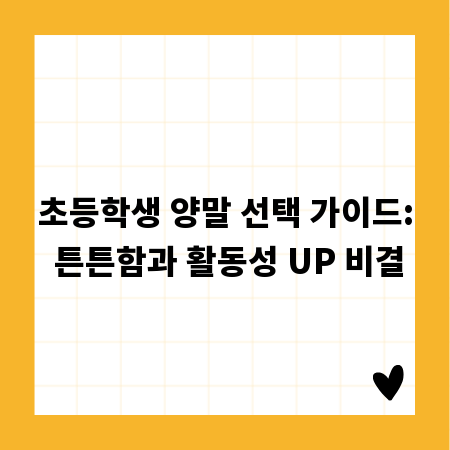 초등학생 양말 선택 가이드: 튼튼함과 활동성 UP 비결