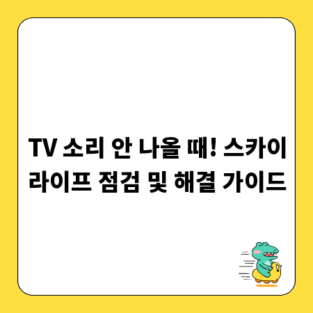 TV 소리 안 나올 때! 스카이라이프 점검 및 해결 가이드