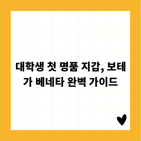 대학생 첫 명품 지갑, 보테가 베네타 완벽 가이드
